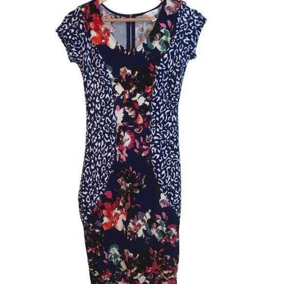 Marilyn Monroe Dresses & Skirts - Marilyn Monroe Floral Animal Print Bodycon Short Sleeve Casual Dress XS